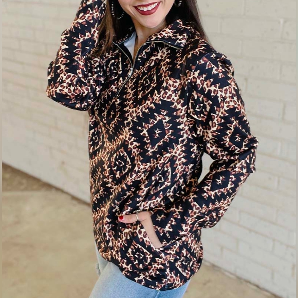 CAN'T SPOT ME PULLOVER WESTERN COWGIRL AZTEC SOUTHWESTERN RODEO